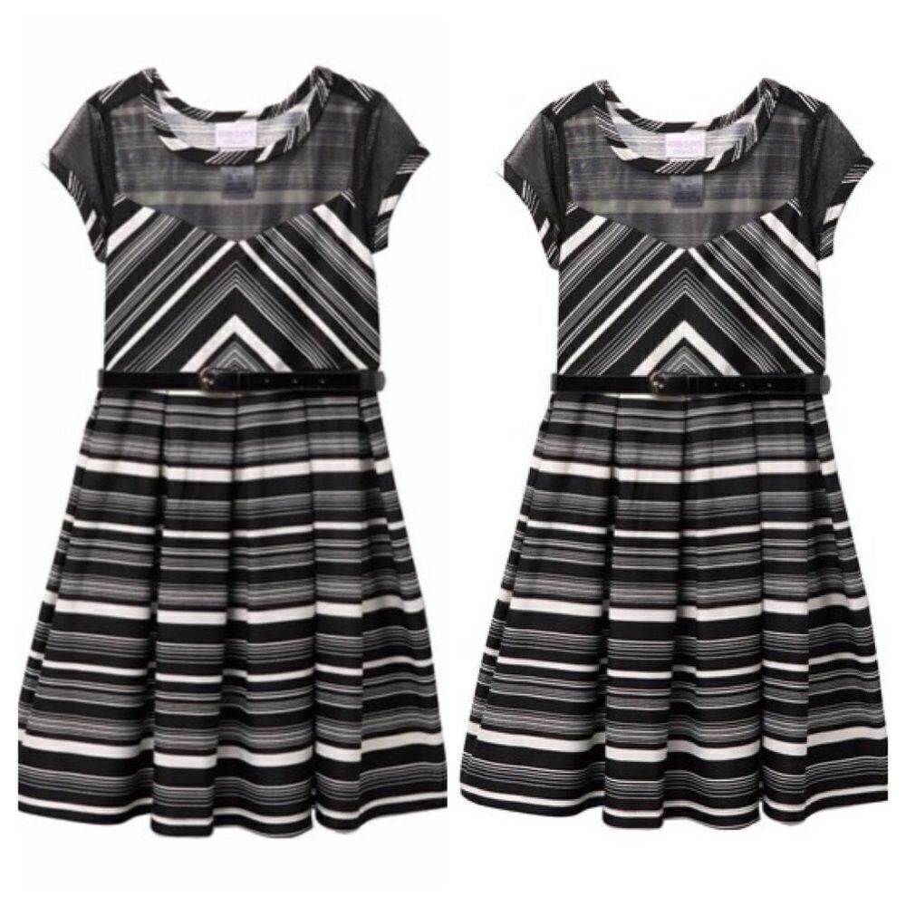 Iris & Ivy Pleated Scuba Stripe Dress (Big Girls)